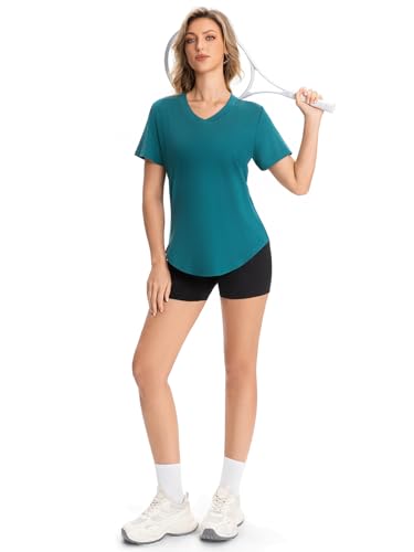 Women's V-Neck Athletic T-Shirt - Moisture Wicking Workout Top