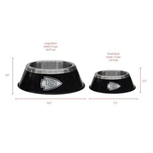 Kansas City Chiefs Large Stainless Steel Pet Bowl with Anti-Skid Pad