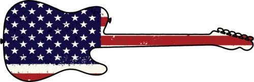 American Flag Guitar Decal - Weatherproof Vinyl Sticker 6" x 2"