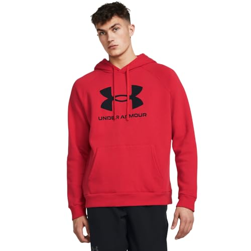 Under Armour Rival Fleece Logo Hoodie for Men - Red/Black Medium