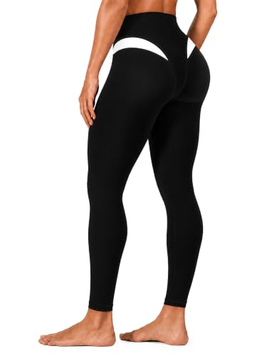 Sunzel Women's High Waisted Colorblock Yoga Leggings, 26" Inseam, Small, Black