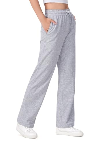 Girls Light Gray Sweatpants 13-14 Years French Terry Joggers Baggy Style NUMYEAN