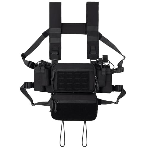 Tactical Chest Rig with Magazine Pouches & Dangler Pouch - Black
