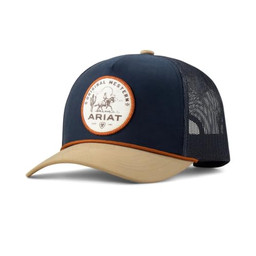 ARIAT Men's Navy Trucker Cap with Desert Scene Patch - Western Style Hat