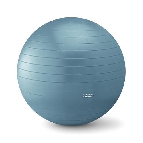 Anti-Burst Exercise Ball with Pump - Aqua, 23-26 Inch Diameter