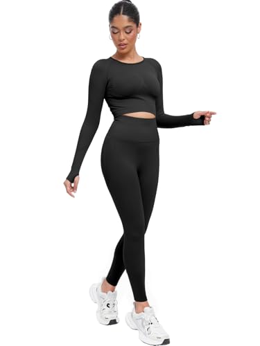 High Waisted Tummy Control Yoga Pants - Black, Large