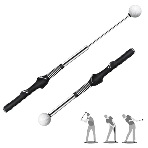 Black Seticek Retractable Golf Swing Trainer with Arm Band for Right-Handed Golfers