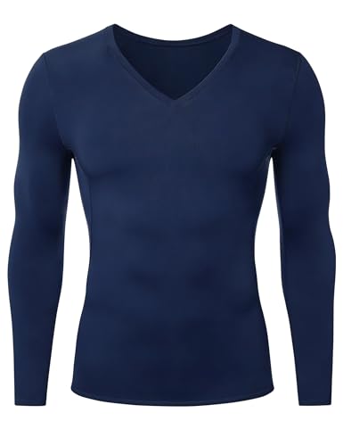 SPVISE X-Large Navy V-Neck Compression Shirt - Men's Long Sleeve Base Layer