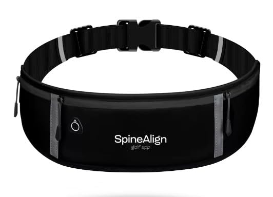 SpineAlign Golf App Hip Belt, Phone Holder for Golf Swing Training using your phone and the SpineAlign Golf App, Adjustable Waist 24-46 Inches, Black