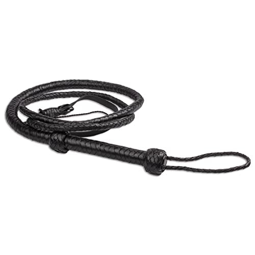 HADZAM 4ft Professional Equestrian Cowhide Leather Horse Whip for Livestock Guidance