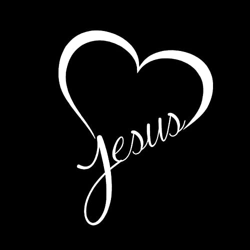 Jesus Heart Vinyl Car Decal Sticker - White for Auto, Truck, Van