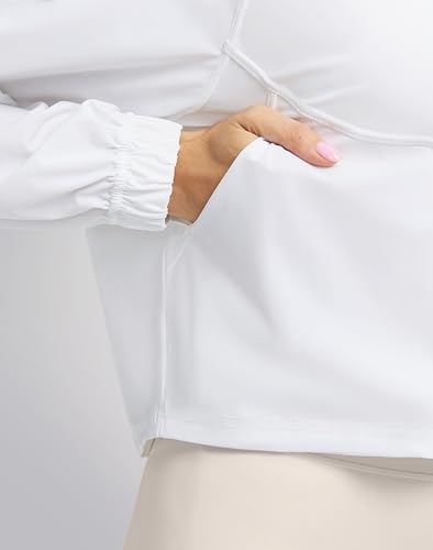 Women's Lightweight Athletic Jacket - UPF 50+, Cropped, White, Small