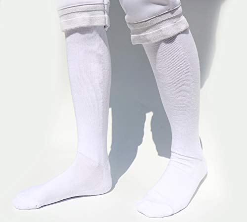 Fencing Socks - Cotton Protective Stockings for Epee, Sabre, Foil - X-Small, White