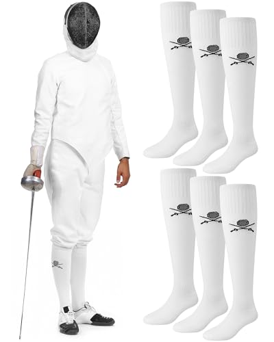 Knee High Fencing Socks - 3 Pairs for Men, Cotton Protective Gear