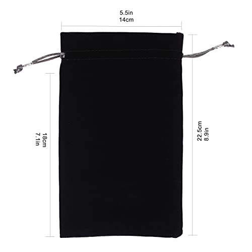 Velvet Drawstring Pouch - 5.5x9 Inches, Black Gift Bag