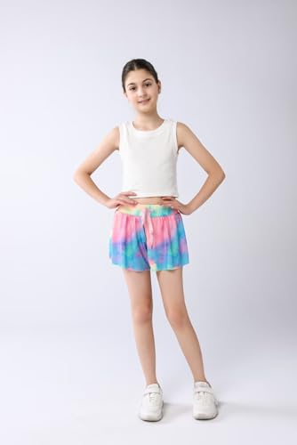 Girls Flowy Shorts with Spandex Liner - 2-in-1 Teen Athletic Shorts with Pockets for Sports & Running