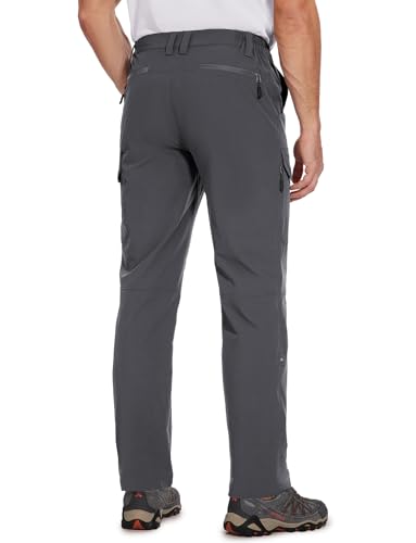 Cycorld Men's Lightweight Hiking Pants 34W x 31L, Quick Dry & Breathable, Deep Grey