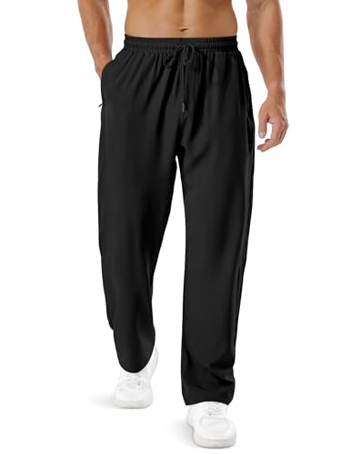 ASYJUMPD Men's Hiking Sweatpants with 3-Zip Pockets, Large / 01 Black
