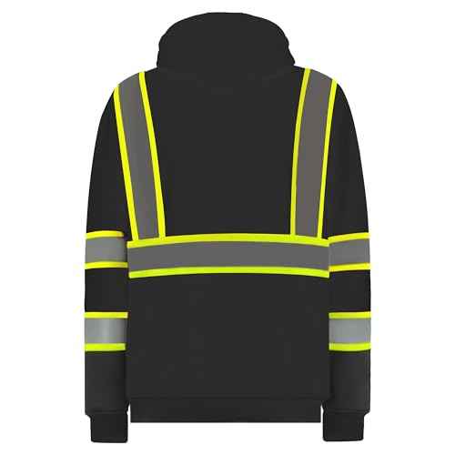High Visibility safety hoodie ANSI Class 3 Fleece Lining Sweatshirts with Pockets, Hi-vis Pullover Hoodies for Men