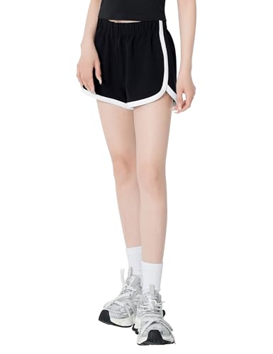Yoga Shorts for Girls - Contrasting Short Pants, Medium Black