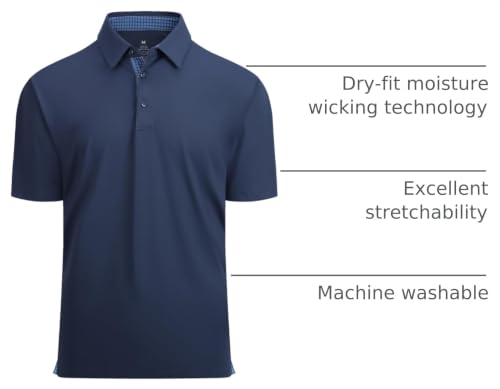 Alex Vando Men's Quick-Dry Navy Golf Polo Shirt XL Short Sleeve