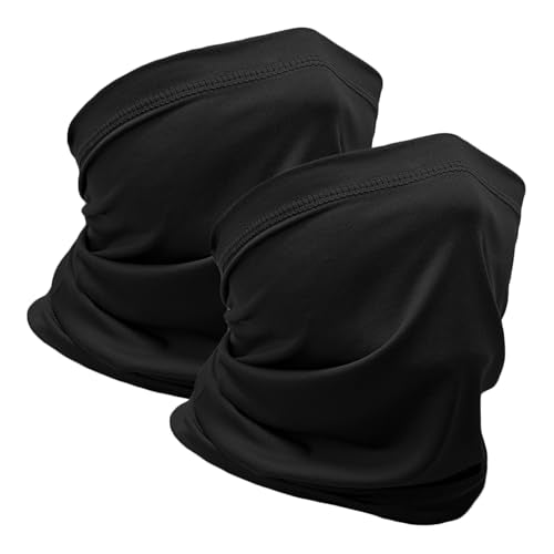 2-Pack UV Protection Neck Gaiter Face Mask - Cooling Balaclava - Black