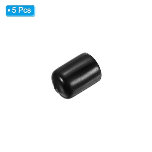 Billiard Cue Tip Protectors - 14mm Rubber Sleeve Covers, 5 Pack - Black