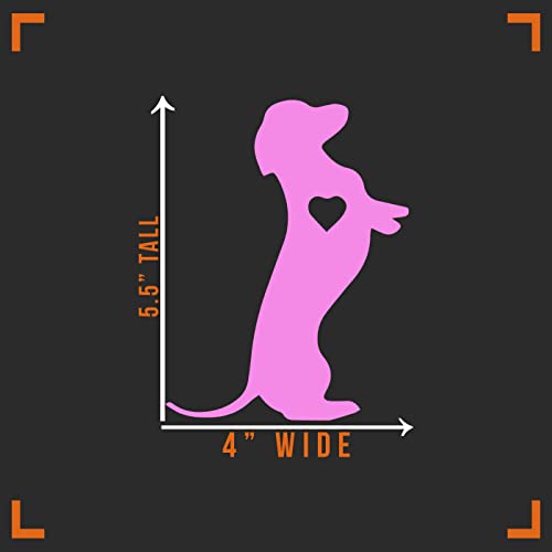 Dachshund Love Heart Vinyl Sticker - Soft Pink 4" x 5.5"
