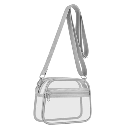 USPECLARE Large Silver Clear Stadium Bag for Sports Events Fan Purse