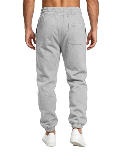 A WATERWANG Men's Light Grey Cotton Tapered Joggers Pants - Casual Athletic Sweatpants, Large