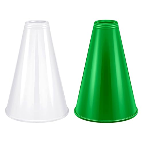 Cheer Megaphones - 2 Pcs White & Green Party Props
