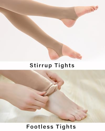 Stirrup Ballet Tights for Dance Class - Girls 8-10 Years Tan