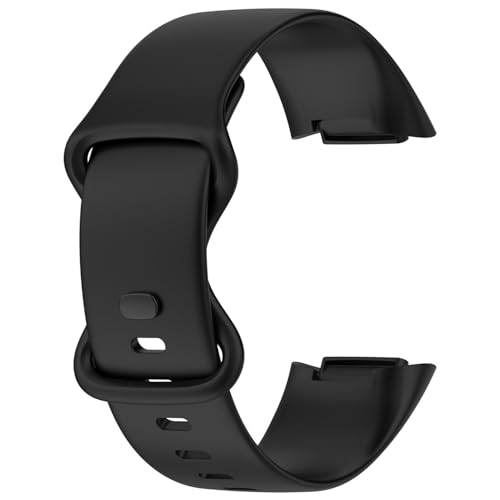Soft Silicone Replacement Bands for Fitbit Charge 6/5 - Black, Large