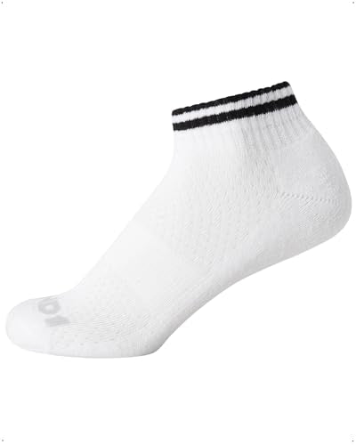 Boys Quarter Athletic Socks - 8 Pack Cushioned Moisture Wicking - S-M Black/White