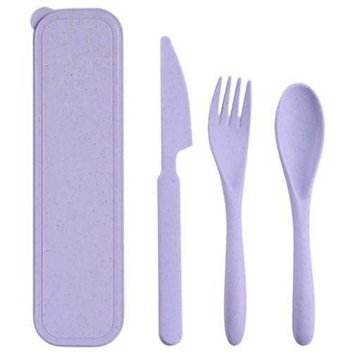 Eco-Friendly Reusable Travel Utensils Set - Purple Case