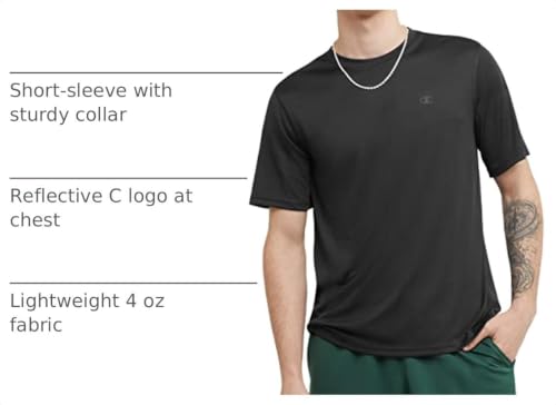 Champion Men's Big & Tall 3X-Large Black Sport T-Shirt Moisture Wicking Anti-Odor Athletic Tee
