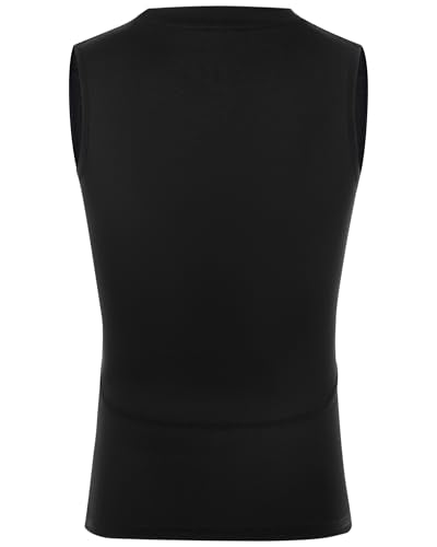 Boys Sleeveless Compression Shirt - Youth Athletic Tank Top - Black, Small