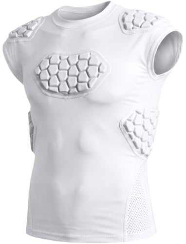 Exxact Sports Elite Adult Padded Football Shirt White Medium Impact Protection