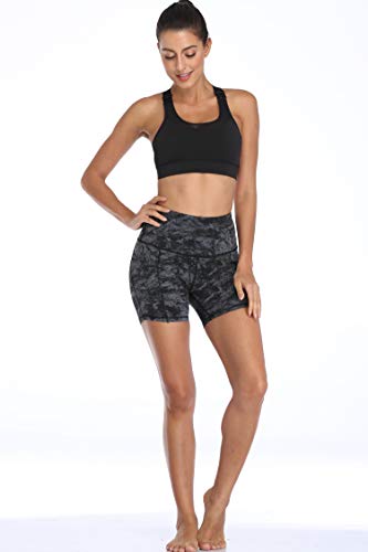 High Waist Women's Short Yoga Shorts with Pockets - Black Carbon, X-Large