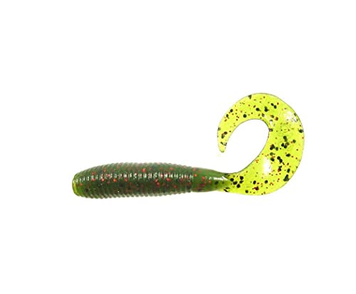 5" Single Tail Grub Soft Plastic Fishing Lure - Watermelon w/ Black & Red