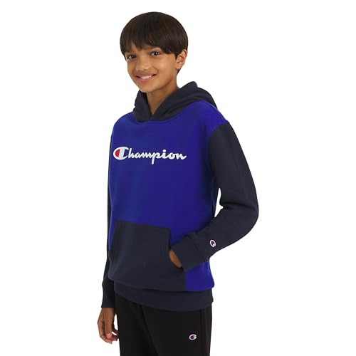 Champion Boys X-Large Bright Blue Color Block Fleece Hoodie with Kangaroo Pocket