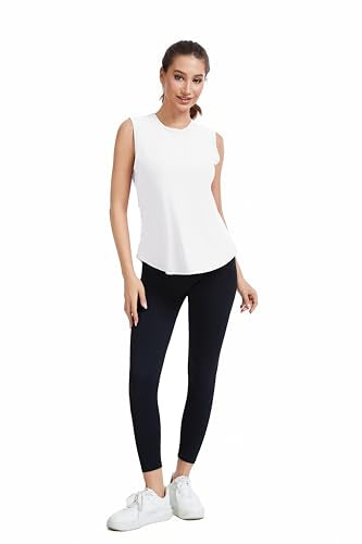 Sleeveless Workout Tank Top for Women - Large, White