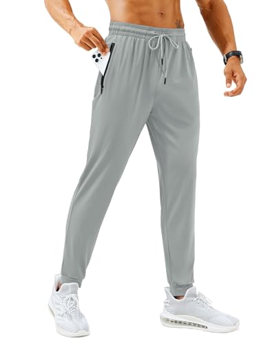 FOGFIRE Men's Lightweight Grey Sweatpants with Zipper Pockets - 3X-Large Athletic Joggers for Workout & Running