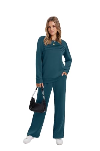 WIHOLL Women's 2 Piece Sweatshirt Set Casual Lounge Tracksuit | Cozy Travel Outfit