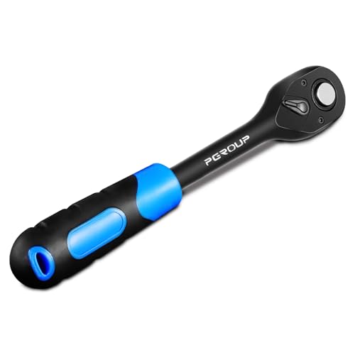 1/4" Drive 90 Tooth Ratchet Wrench, Quick Release Ratchet Wrench with Ergonomic Rubber Handle, 4-Degree Swing Reversible Ratchet, Chrome Alloy Made