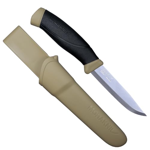 Morakniv Companion Fixed Blade Outdoor Knife - Desert Tan, 4.1-Inch Stainless Steel Blade