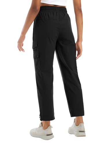 Women's Lightweight Water-Resistant Hiking Joggers with Adjustable Leg Openings - X-Large Dark Black