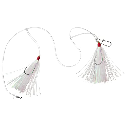 Hi-Lo Rig Mylar Teaser for Saltwater Fishing - 3/0 Hooks, White - 1 Pack