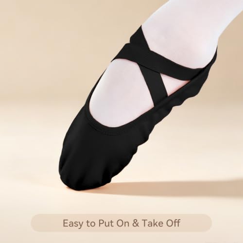 Ballet Shoes for Girls - Toddler Slippers No Tie - Black