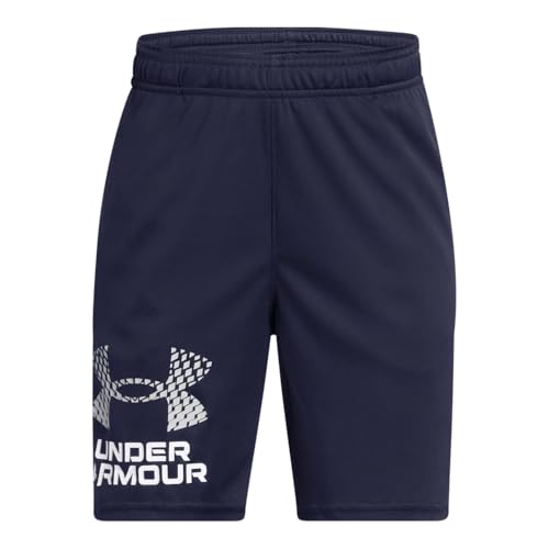 Under Armour Kids Tech Logo Shorts Big Kid Midnight Navy & Gray, 7-Inch Inseam